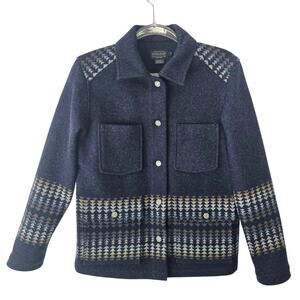 Pendleton Wool Southwestern Cross-Back Western Jacket Blue Geometric Pattern S